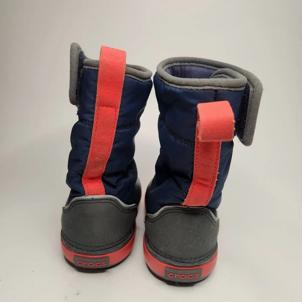 CROCS Lodgepoint Snow Boots Toddler Kids C6 Blue Gray Red Winter Rain Ski‎